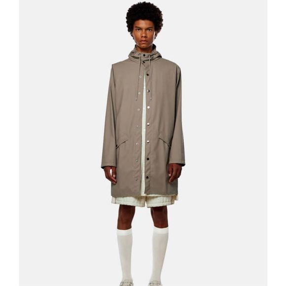 Rains Unisex Waterproof Long Jacket Taupe Size XL - Picture 1 of 7